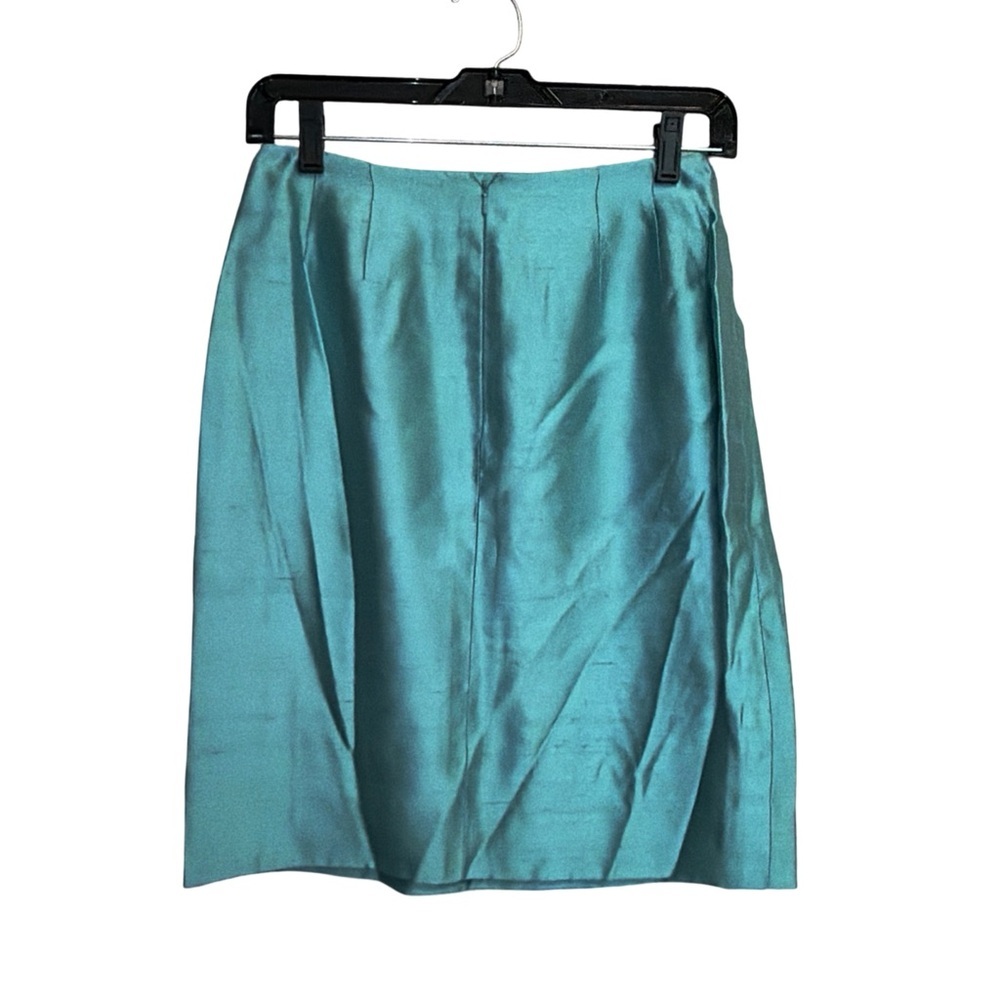 Carlisle 100% Silk Teal Pencil Skirt Women’s Size 4 Luxury Satin Career Evening